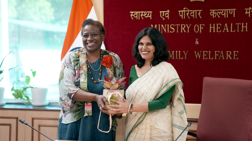 Dr. Natalia Kanem, UNFPA Executive Director with Secretary Punya Salila Srivastava, Ministry of Health and Family Welfare