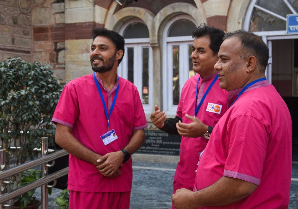 Figure 6: Male midwives outside Mahila Chikitsalaya in Jaipur.