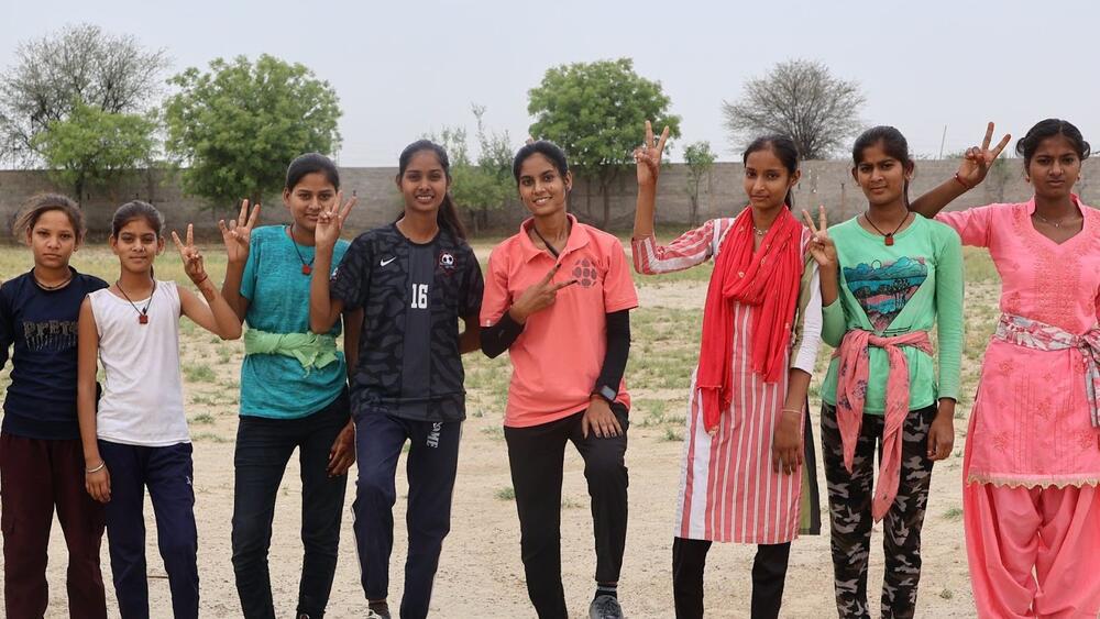 Kavita, (centre) with her team in Sawai Madhopur 