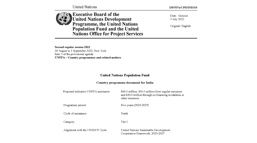 UNFPA Country Programme Document for India| CPD10
