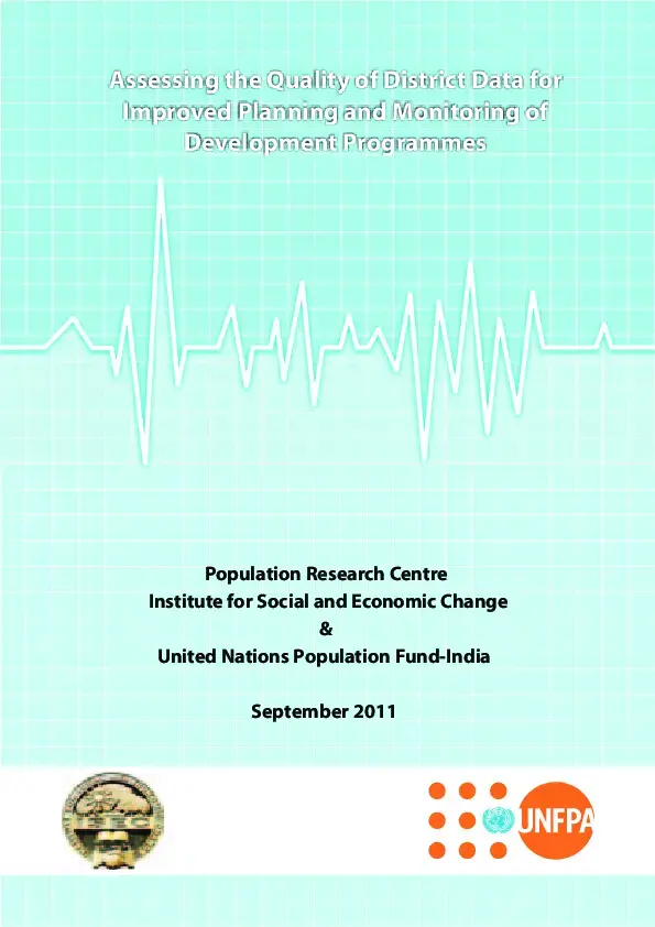 Assessing the Quality of District Data for Improved Planning and Monitoring of Development Programmes