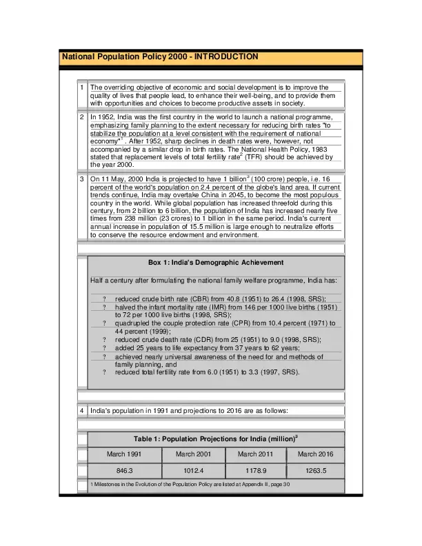 National Population Policy