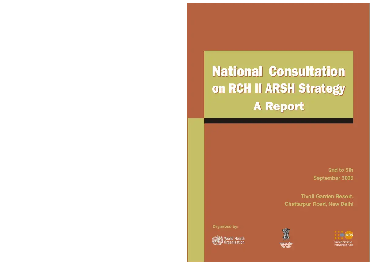 National Consultation on RCH II ARSH Strategy