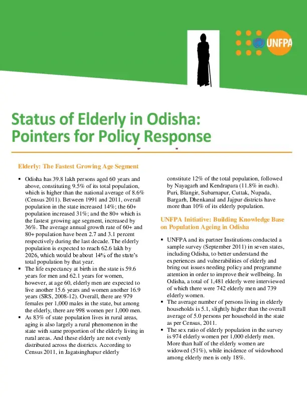 Policy Brief on Elderly in Odisha