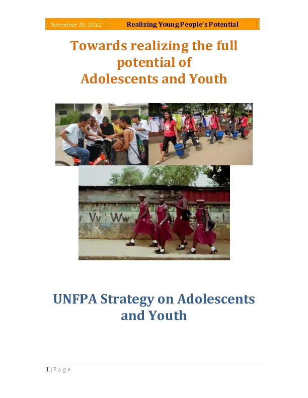 Towards Realizing the Full Potential of Adolescents and Youth