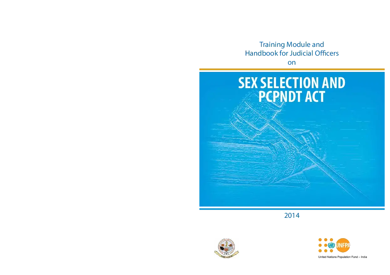 Training Module and Handbook for Judicial Officers on Sex Selection and PCPNDT Act